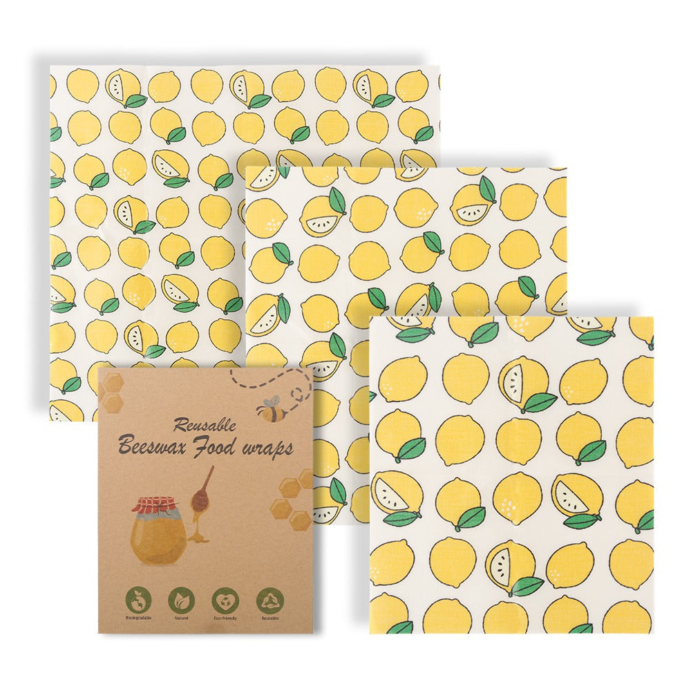 Reusable Cotton Beeswax Wraps (Set of 3)