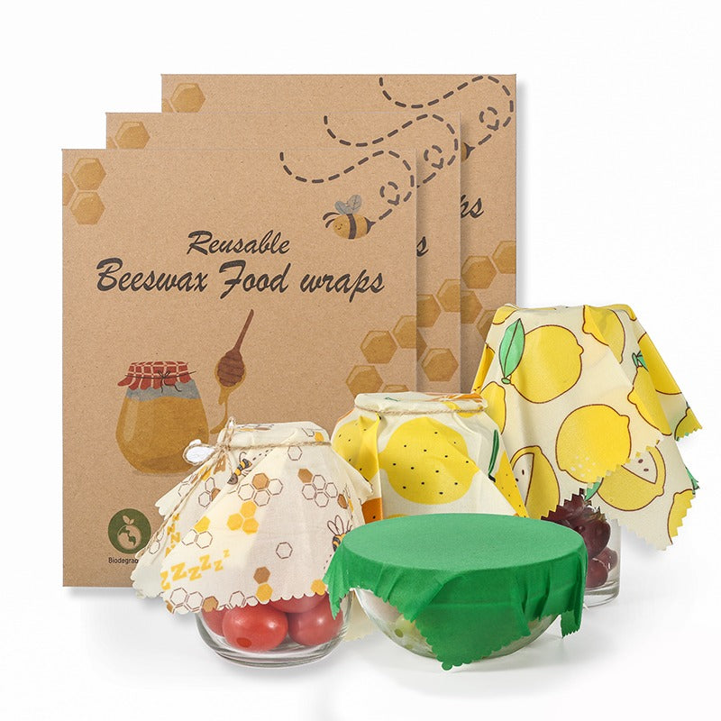 Reusable Cotton Beeswax Wraps (Set of 3)