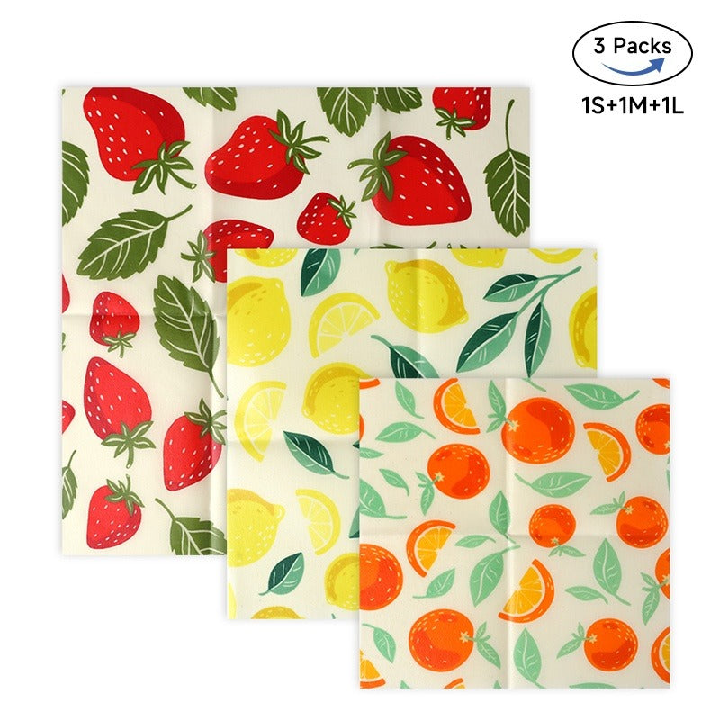 Reusable Cotton Beeswax Wraps (Set of 3)