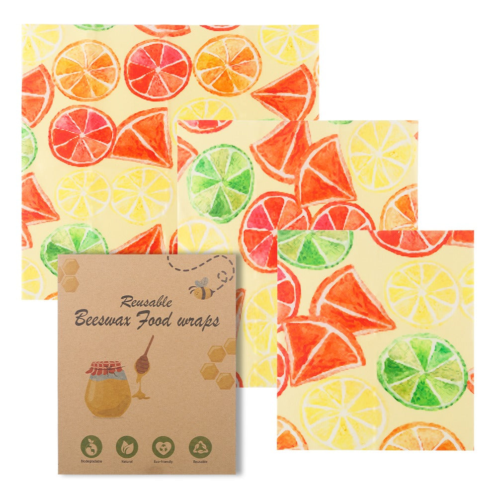 Reusable Cotton Beeswax Wraps (Set of 3)