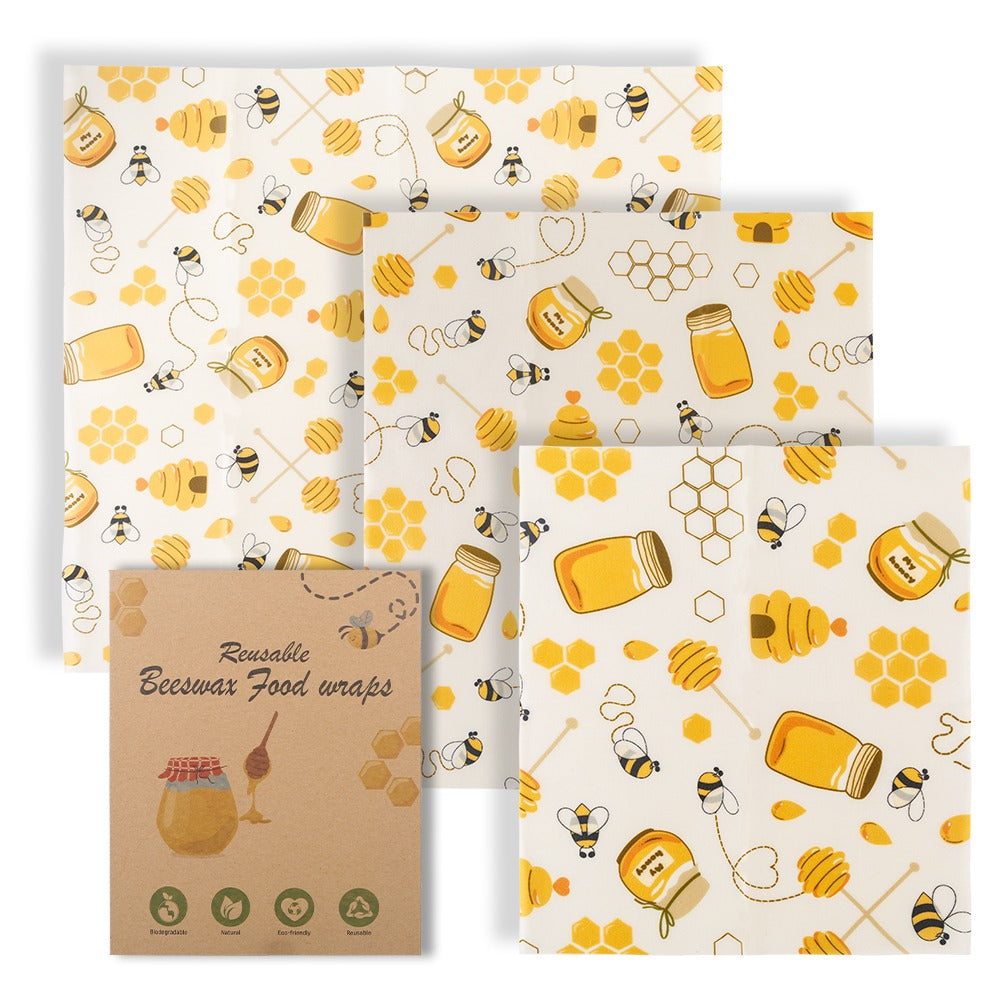 Reusable Cotton Beeswax Wraps (Set of 3)