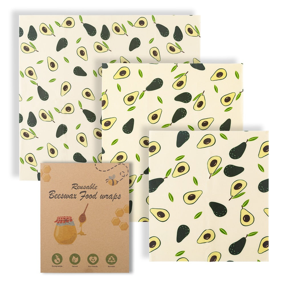Reusable Cotton Beeswax Wraps (Set of 3)
