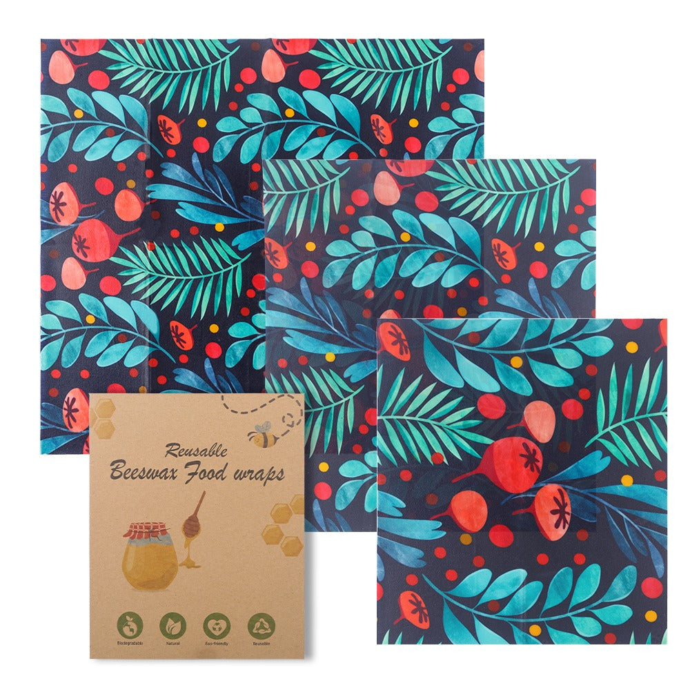 Reusable Cotton Beeswax Wraps (Set of 3)