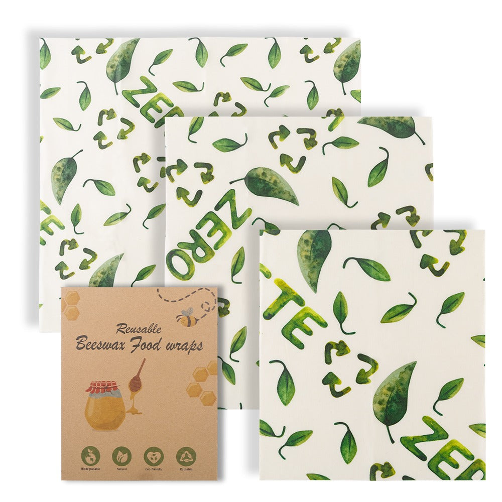 Reusable Cotton Beeswax Wraps (Set of 3)
